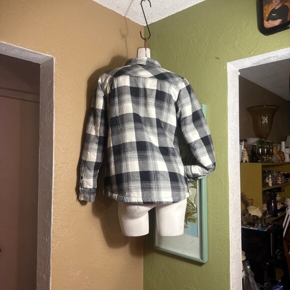 Wrangler ATG Sherpa Lined Plaid Flannel Shacket Jacket Men's Medium - Picture 3 of 4